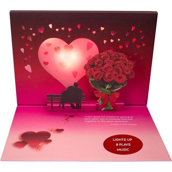 100 Greetings LIGHT & MUSIC Pop Up Happy Anniversary Card Plays Song - Picture 1 of 5